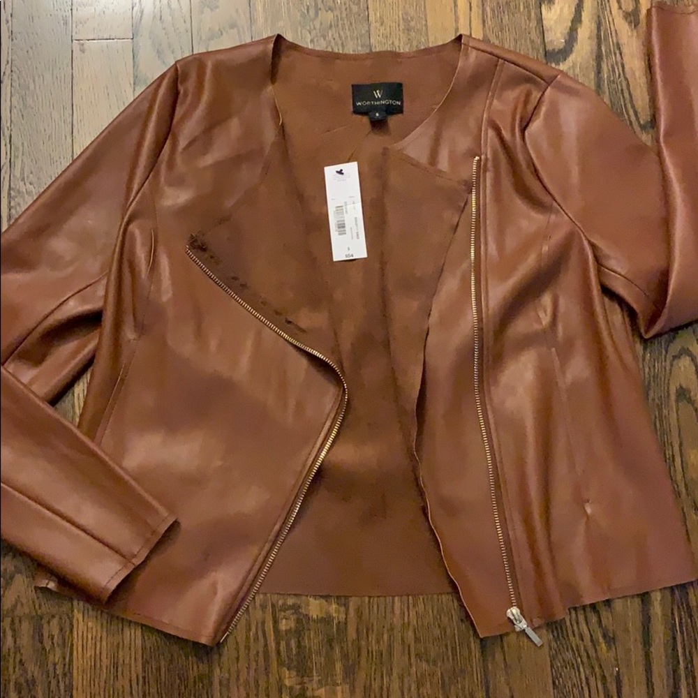 Brand new brown leather jacket